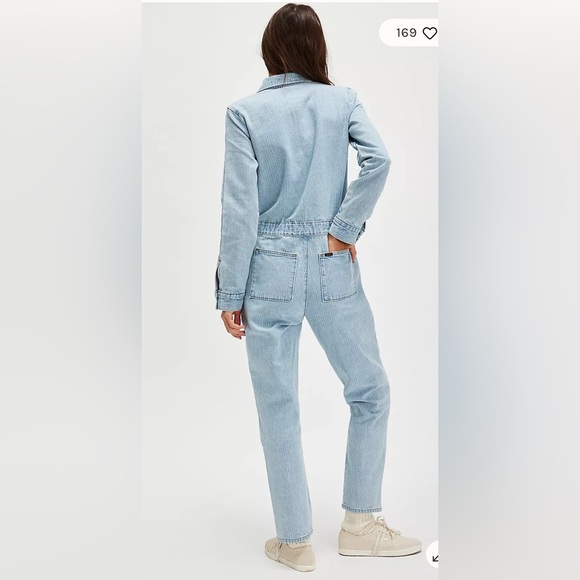 FREE PEOPLE LEE UNIONALLS JUMPSUIT ROMPER NWT RETRO VINTAGE ANTHROPOLOGIE DENIM - Picture 2 of 15